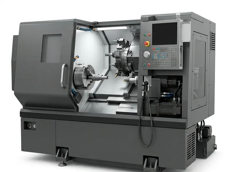 WMT CK6140 horizontal flat bed CNC lathe with enclosed sliding doors and operator panel